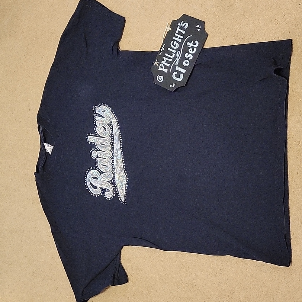 Jerzees Las Vegas Raiders Embellished T-Shirt M Black Silver Short Sleeves